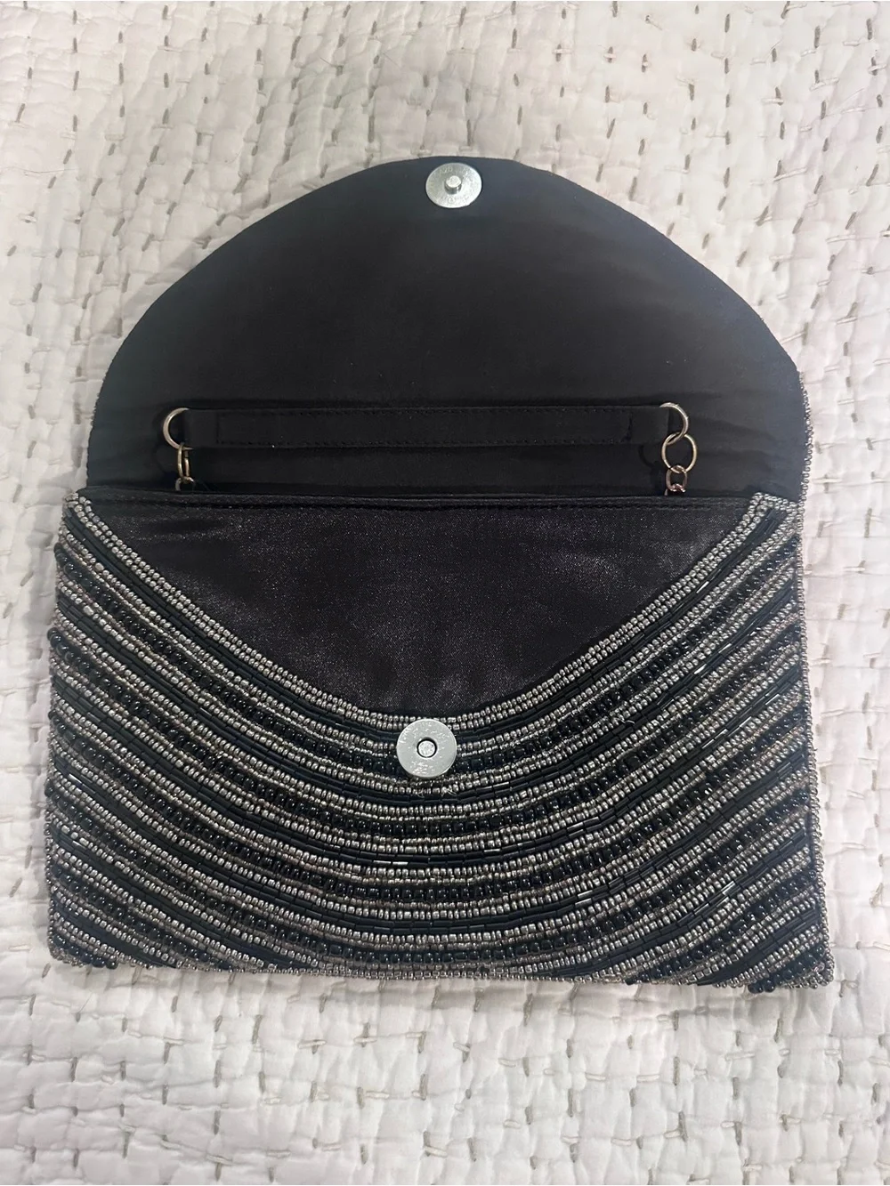 Beaded Black and Gold Evening Clutch
